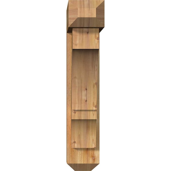 Balboa Craftsman Rough Sawn Bracket W/ Offset Brace, Western Red Cedar, 8W X 28D X 40H